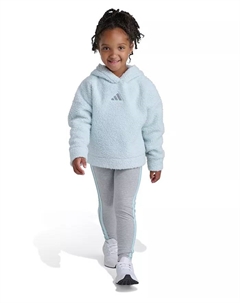 Комплект из двух предметов для малышек и девочек 2T-7: флисовая толстовка с капюшоном и леггинсы, зеленый Adidas