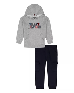 Детский комплект для мальчиков из 2 предметов: худи и джоггеры из флиса с мульти-лого, мультиколор Tommy hilfiger