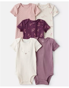 Набор из 5 боди с короткими рукавами для девочек, мультиколор Carter`s