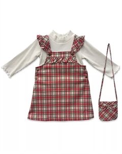 Детский комплект для девочек 2T-6X из 3 предметов: клетчатый джемпер, топ и сумка через плечо, мультиколор Blueberi boulevard