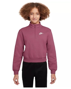 Спортивная кофта с молнией до половины и длинными рукавами Big Girls Club Fleece, красный Nike