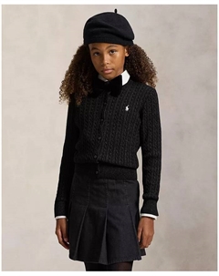 Детская кардиган-кофта с металлизированной резинкой из хлопковой смеси для девочек 7-16 лет, черный Polo ralph lauren