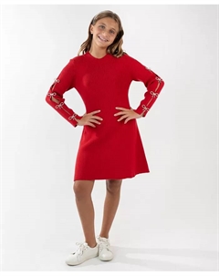 Длинное платье с рукавами и бантом для девочек 7-16 лет, красный Rare editions