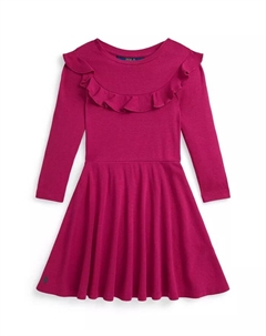 Длинное платье с рюшами и длинными рукавами для девочек 2T-6X, розовый Polo ralph lauren