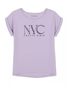 Футболка для девочек 7-16 лет City с круглым вырезом и асимметричным низом, фиолетовый Calvin klein