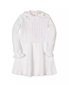 Платье-свитер для девочек Little and Big Girls с органическим крупным вязанием и рюшами по краю, белый Hope & henry