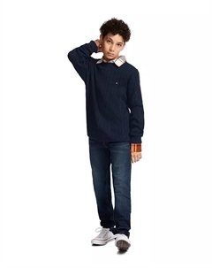 Мальчиковый свитер с воротником-гольф и ажурным узором, синий Tommy hilfiger