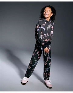 Девчачьи флисовые штаны 7-16 23 Throwback с графическим логотипом, черный Jordan