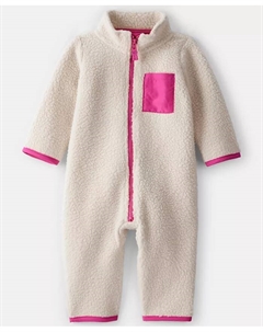 Детский комбинезон для девочек с цветными блоками из флиса с длинными рукавами, загар/бежевый Carter`s