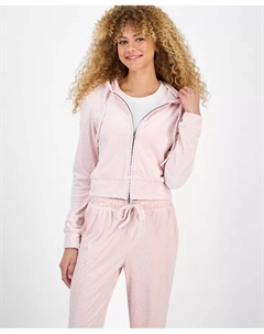 Детская худи на молнии из велюра с узором «косичка», розовый Hippie rose