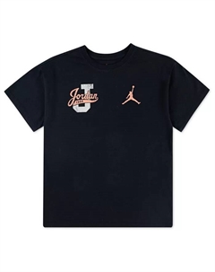 Футболка для девочек 7-16 лет в винтажном стиле с колледжным принтом, черный Jordan