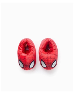 Закрытые домашние тапочки для мальчика из бархата с деталями Человека-паука, красный Zippy