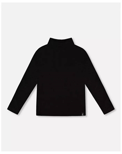 Детский топ с ребристым воротником-стойкой для девочки, супермягкий, черный Deux par deux