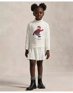 Платье из флиса с медвежонком Polo для девочек 4T-6X, белый Polo ralph lauren