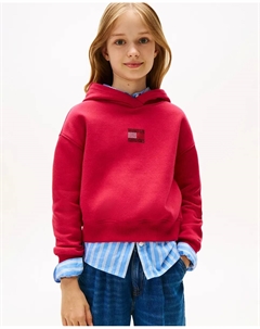 Детская толстовка с капюшоном и передним логотипом из страз, красный Tommy hilfiger