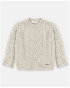 Детский свитер с косами, ромбами и бубонами песочного цвета Martin aranda