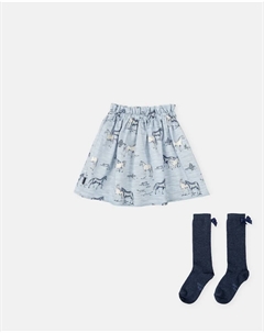 Набор для девочки фарфоровая юбка с носками, светло-голубой Tutto piccolo