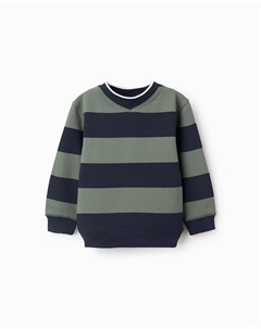 Детская толстовка с полосками и ребристой отделкой, темно-синий/зеленый Zippy