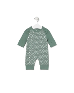 Детский комбинезон с ушками из гладкого хлопка с принтом, зеленый Tous