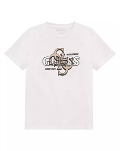 Футболка с коротким рукавом Big Boys и логотипом в технике дроп-тень, белый Guess