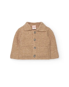 Вязаная куртка для мальчика с длинными рукавами и рубашечным стилем, желтый Boboli