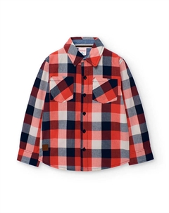 Рубашка для мальчика с клетчатым принтом и воротником-рубашкой, мультиколор Boboli