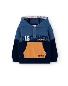 Детская толстовка с капюшоном и передним карманом, темно-синий Boboli
