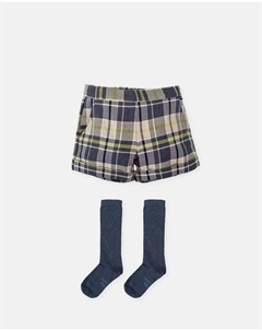Детский комплект шорты в клетку темно-синего цвета с носками Tutto piccolo