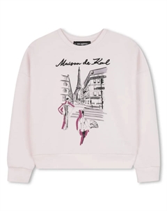 Свитшот для девочки розового цвета с длинными рукавами Karl lagerfeld kids