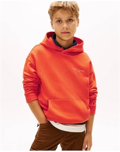 Детская толстовка с капюшоном и фирменным логотипом на груди, оранжевый Tommy hilfiger