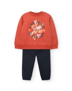Комплект для девочки свитшот и брюки из плюша, мультиколор Boboli