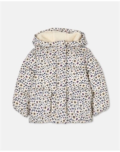 Пуховик для девочки с капюшоном, подкладка из искусственного меха, принт по всей поверхности, белый Kids el corte inglés