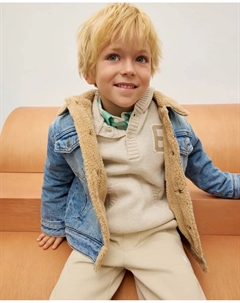 Детская джинсовая куртка с подкладкой, гладкая, бледно-голубой Kids el corte inglés