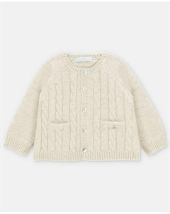 Вязаная детская кофта с косами и карманами песочного цвета Martin aranda