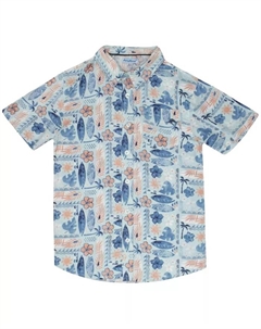 Мальчиковая классическая рубашка с коротким рукавом и пуговицами, синий Tommy bahama