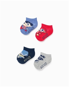 Набор из 4 детских носков для мальчиков с вязкой и мотивом Супер Друзья, мультиколор Zippy