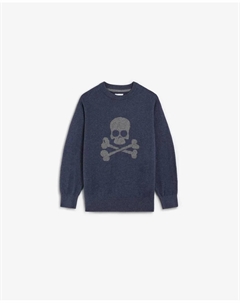 Детский хлопковый джемпер с черепом, синий Scalpers