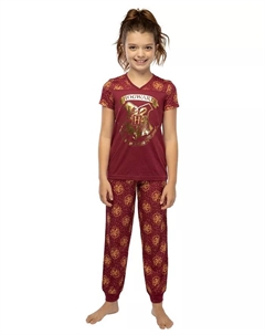 Детский комплект пижамы с коротким рукавом Hogwarts из двух предметов: спортивные брюки-джоггеры, красный Harry potter