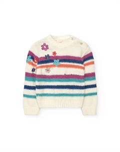 Детский джемпер с полосатым принтом и круглым вырезом, мультиколор Boboli