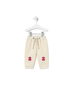 Детские спортивные брюки из однотонного хлопка с наколенниками, светло-бежевый Tous