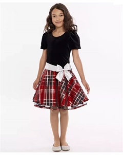 Детское платье-хипстер в клетку с короткими рукавами для девочек 7-16 лет, мультиколор Bonnie jean