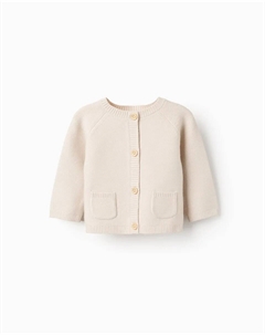 Вязаная детская кофта для девочки с регланными рукавами, бежевый Zippy