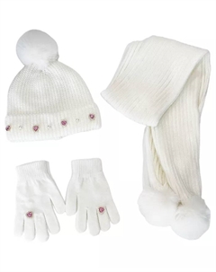 Большой набор для девочек: шапка, перчатки и шарф, слоновая кость/кремовый Inmocean