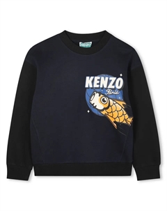 Синяя детская толстовка из хлопка, темно-синий Kenzo kids