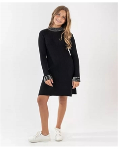 Детское платье-свитер с декором для девочек 7-16 лет, черный Rare editions