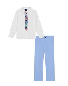 Комплект для малышей и мальчиков из 3 предметов: рубашка, брюки и галстук с эластичным геометрическим узором "Diamond Geo" Tommy hilfiger
