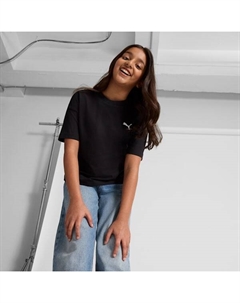 Футболка свободного кроя для больших детей Wardrobe Essentials, черный Puma