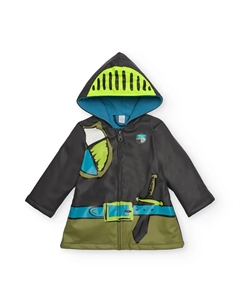 Детский дождевик черного цвета с капюшоном и рисунком рыцаря Tuc tuc