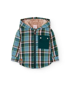 Детская рубашка с капюшоном и меховой подкладкой, зеленый Boboli