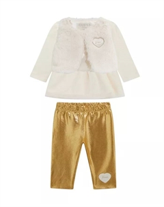 Комплект для девочек из 3 предметов: жилет, топ с длинными рукавами и леггинсы, мультиколор Guess